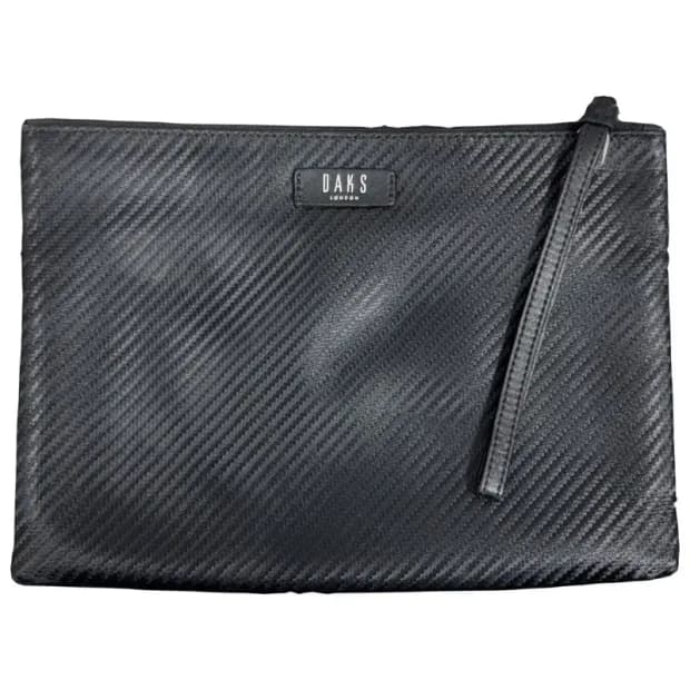 닥스 블랙 가죽 클러치백