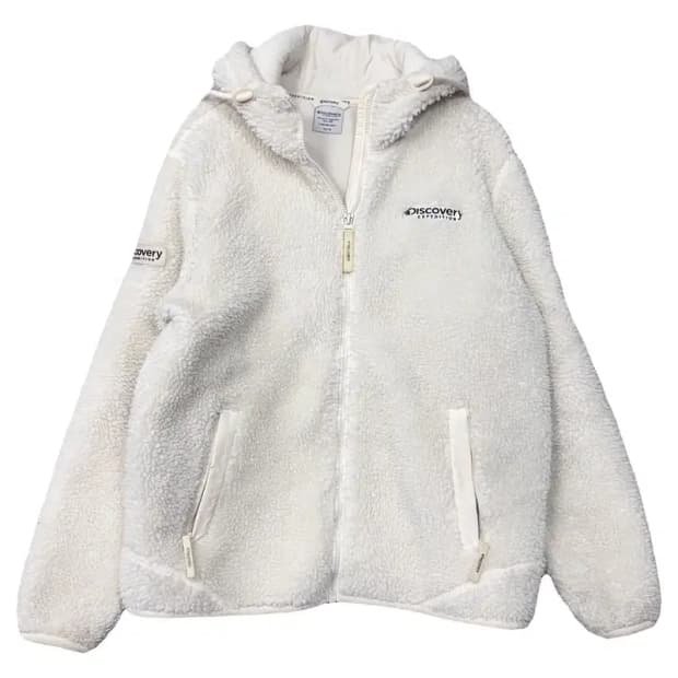 디스커버리 화이트 뽀글이 후리스 점퍼 95