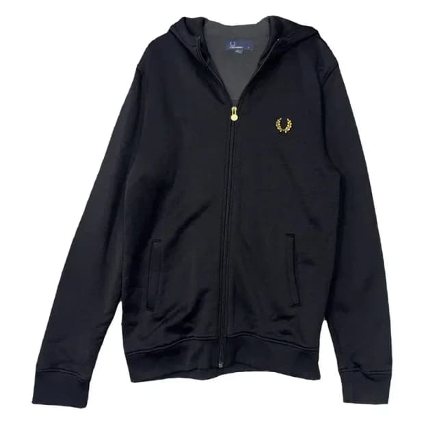 프레드페리 블랙 로고 후드 집업 S