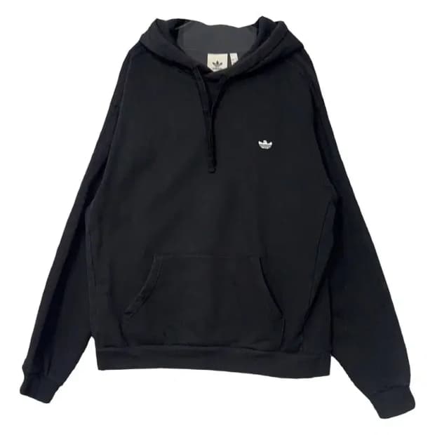 아디다스 블랙 불꽃 로고 후드티 M