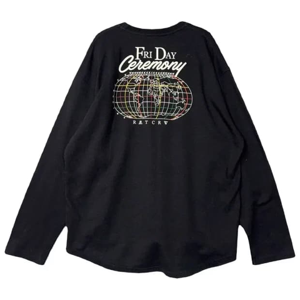 로맨틱크라운 블랙 프린팅 긴팔티 L