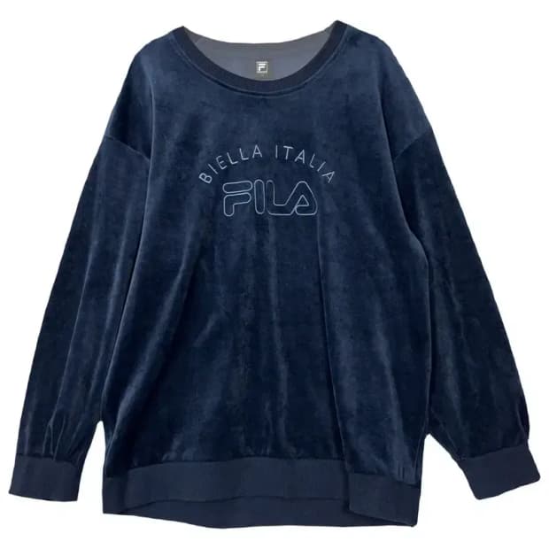 휠라 로고 벨벳 네이비 맨투맨 105