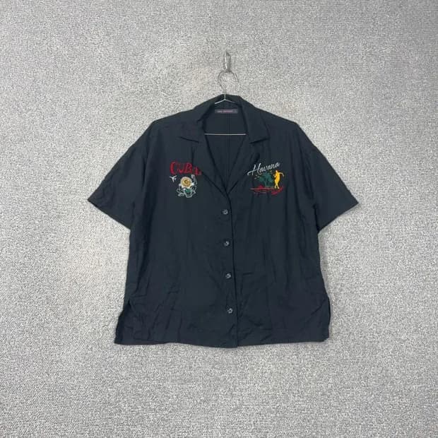 버커루 자수 오버핏 반팔 셔츠 F