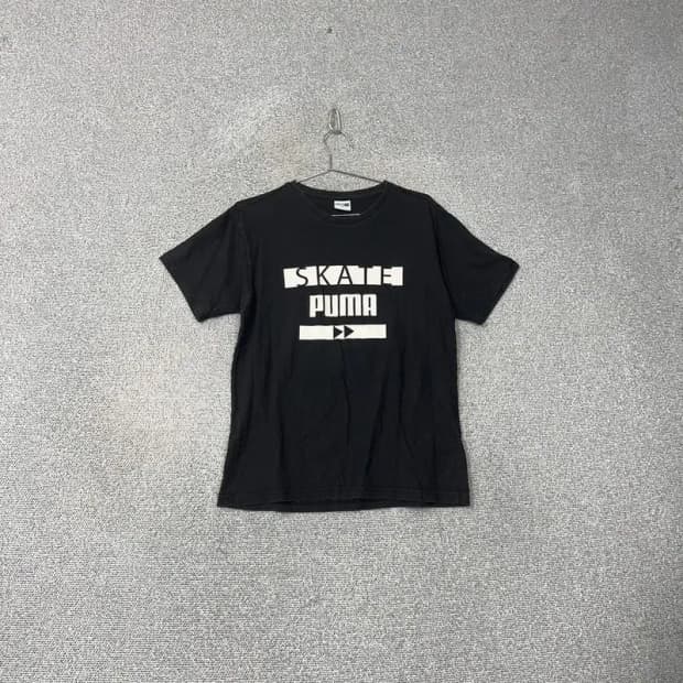 푸마 프린팅 블랙 반팔티 M