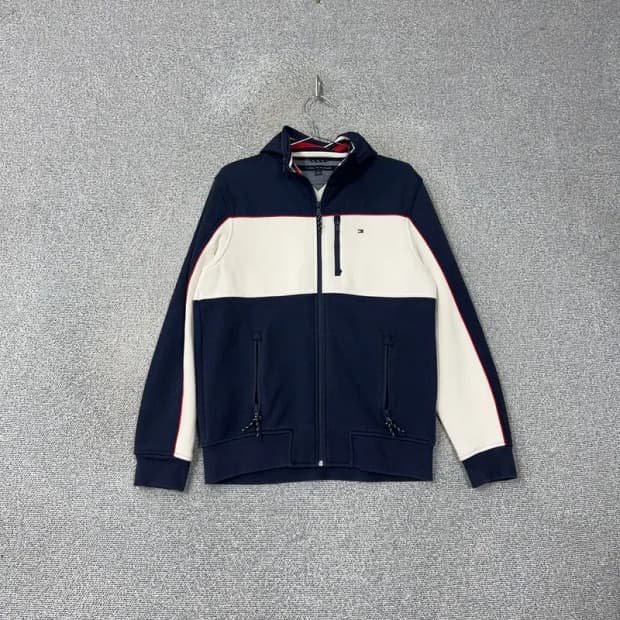 타미힐피거 네이비 로고 캐주얼 후드 집업 자켓 L