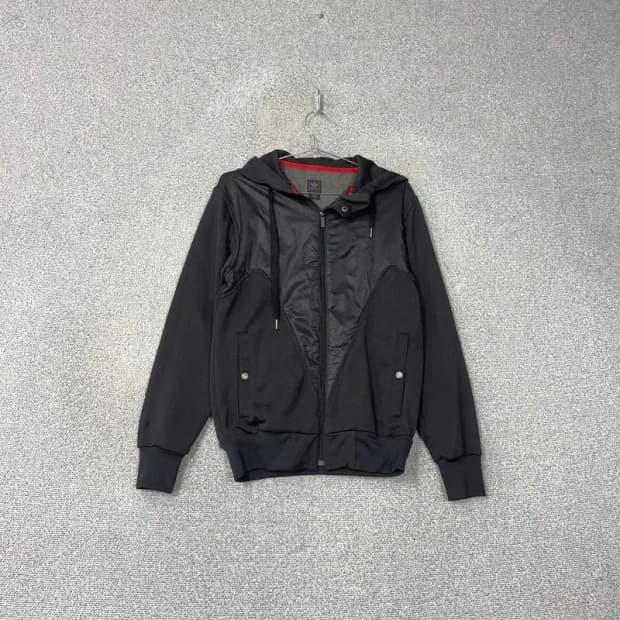 아디다스 흑탭 올블랙 후드집업 90