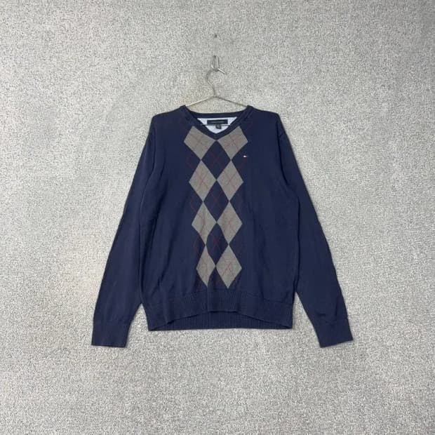 타미힐피거 캐주얼 아가일 네이비 니트 M