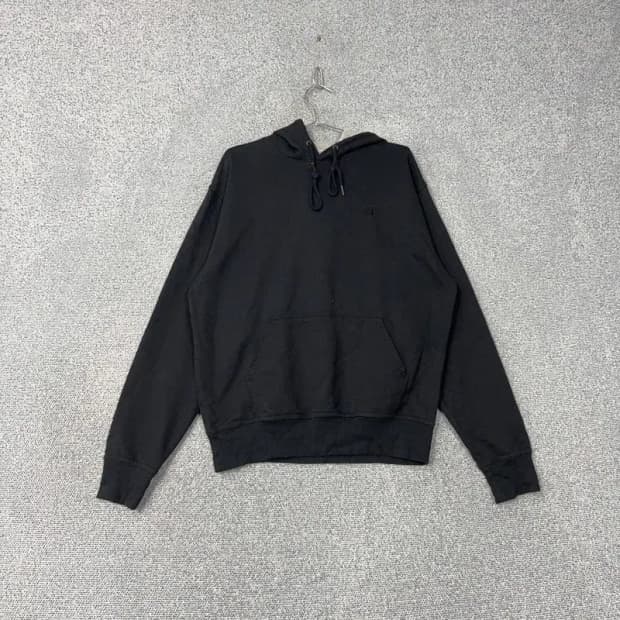 챔피온 캐주얼 소매 로고 블랙 후드티 M