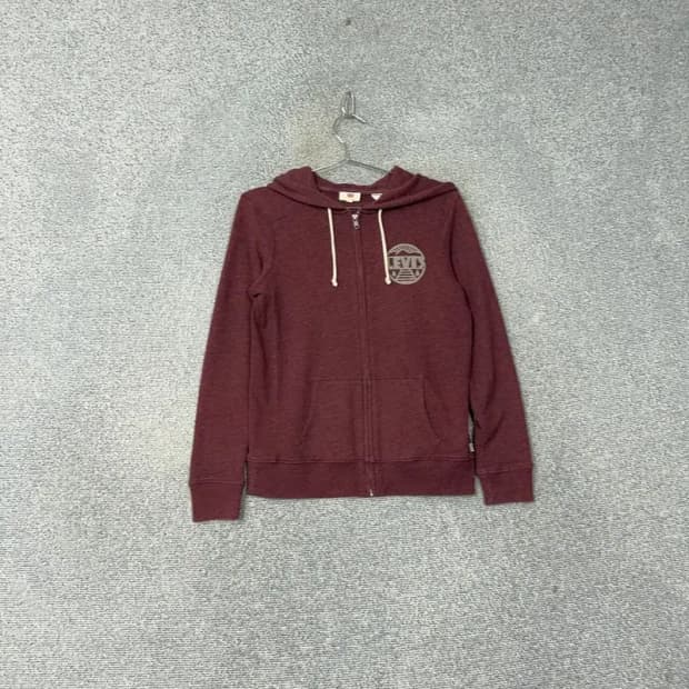 리바이스 백프린팅 버건디 후드티 XS