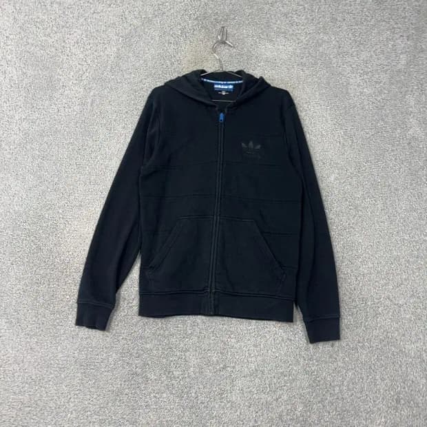 아디다스 불꽃로고 블랙 후드집업 100