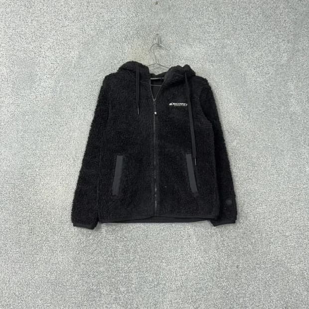 디스커버리 로고 블랙 후드집업 후리스 90