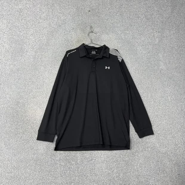 언더아머 블랙 로고 기능성 운동 카라티 XXL