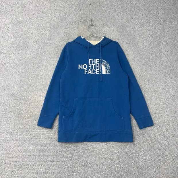 노스페이스 프린팅 블루 후드티 95