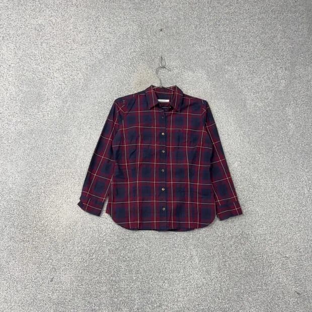 빈폴 로고 캐주얼 여성 버건디 체크 셔츠 남방 95