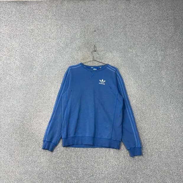 아디다스 로고 삼선 블루 맨투맨 95