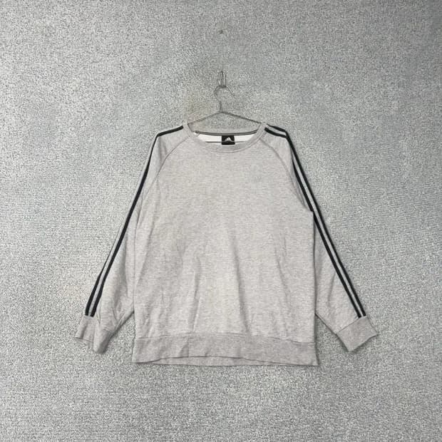 아디다스 삼선 그레이 맨투맨 110