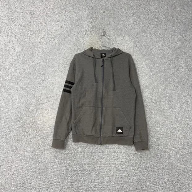 아디다스 그레이 완장 로고 후드집업 100