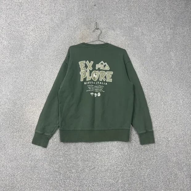 휠라 카키 로고 백프린팅 캐주얼 남성 맨투맨 L