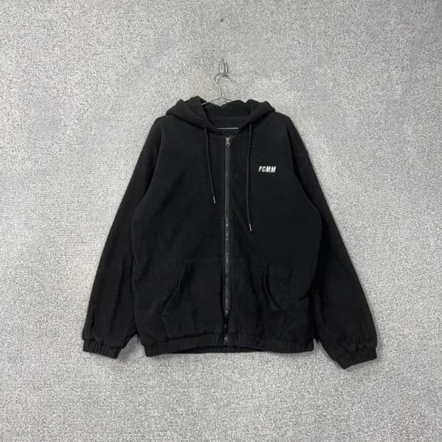 FCMM 로고 블랙 스웻 오버핏 후드집업 M