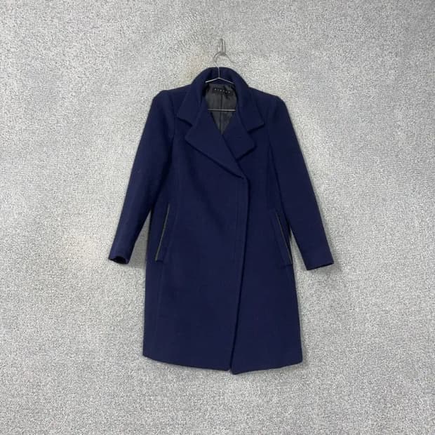 시슬리 블루 톤 여성 클래식 울 코트 42