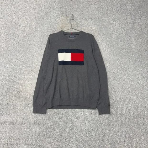 타미힐피거 빅로고 그레이 니트 L