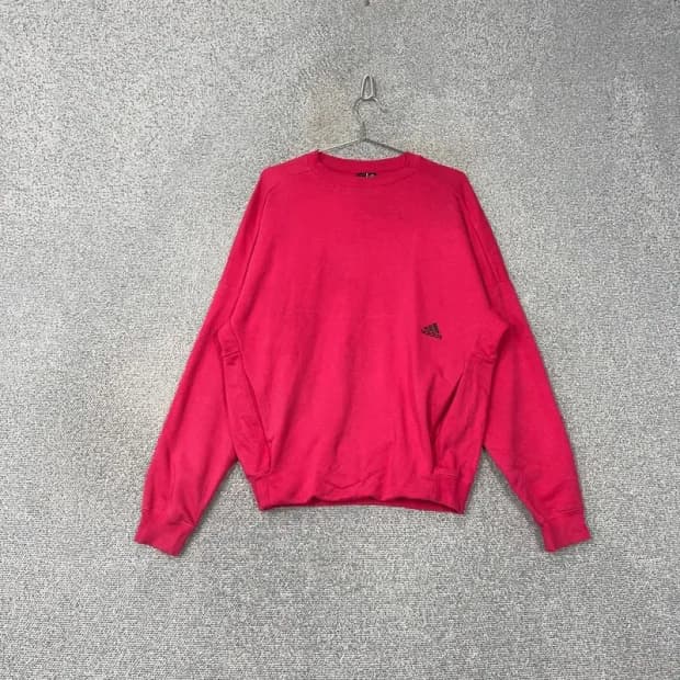 아디다스 삼각로고 핑크 맨투맨 S