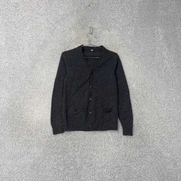 유니클로 그레이 울 가디건 L