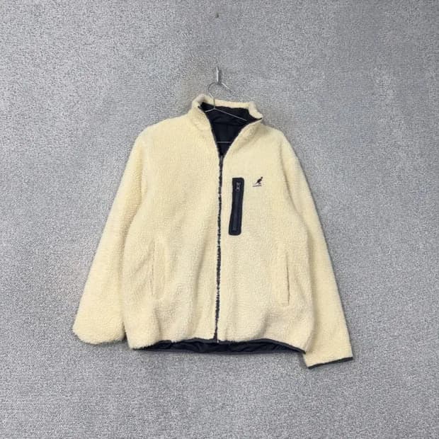 캉골 포켓 리버시블 화이트 후리스 M