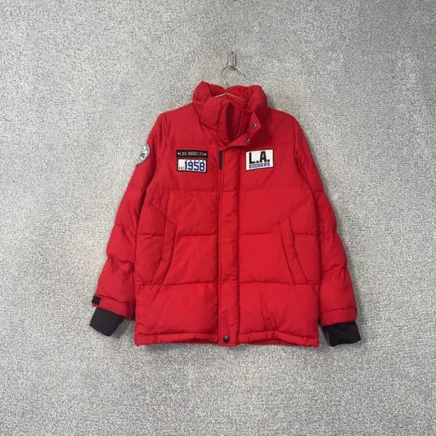 MLB LA다저스 패치 로고 레드 덕다운 오리털 패딩 점퍼 85