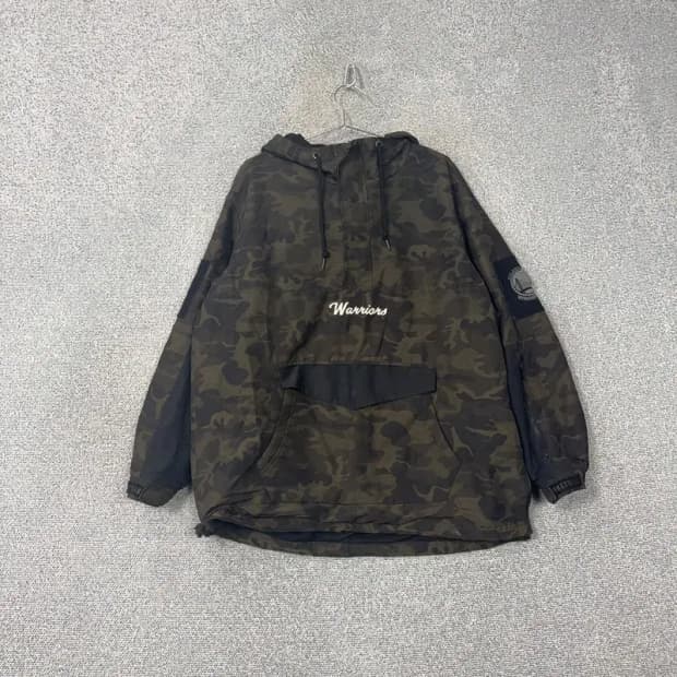 NBA 골든스테이트 밀리터리 카모 패턴 아노락 후드 바람막이 웜업 L