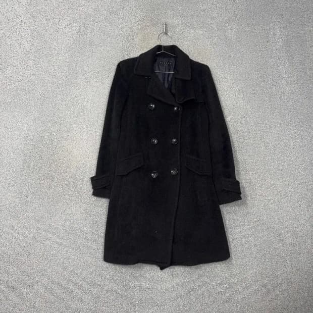 시슬리 알파카 100% 블랙 더블 코트 85-94-165