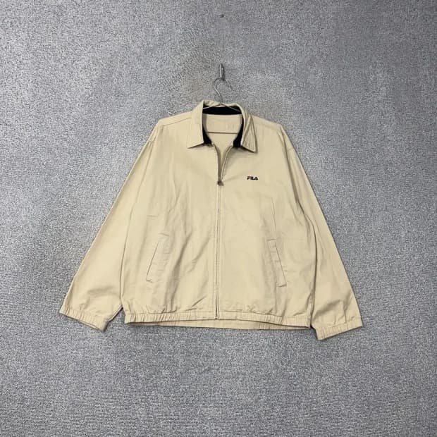 휠라 베이지 로고 올드스쿨 집업 자켓 100