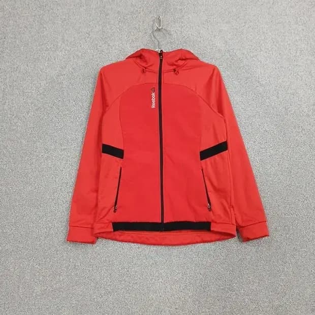 아디다스 코랄 레드 로고 기능성 후드집업 M