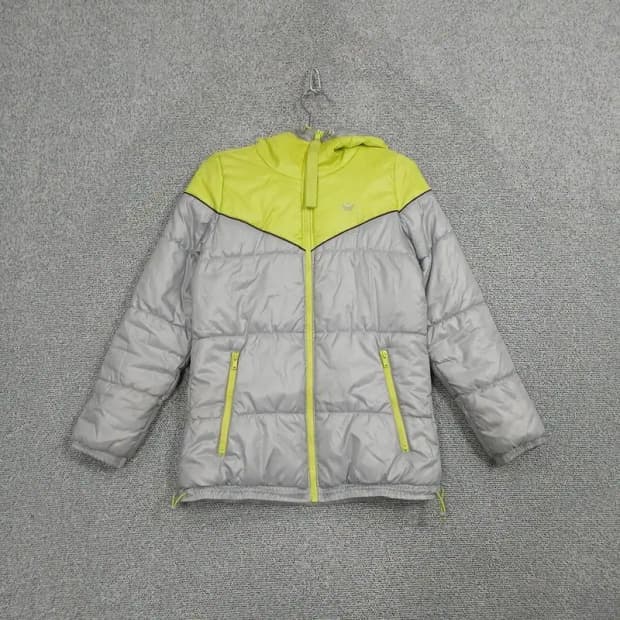 아디다스 라이트 그레이 불꽃 로고 패딩 점퍼 90