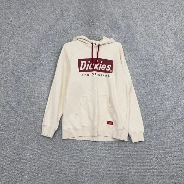 디키즈 박스로고 프린팅 크림 후드티 L