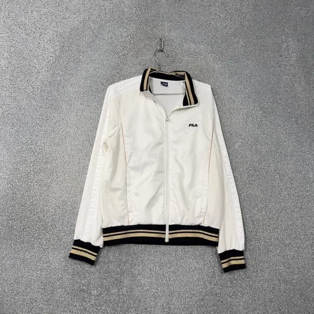 휠라 화이트 로고 단가라 기능성 집업 자켓 100