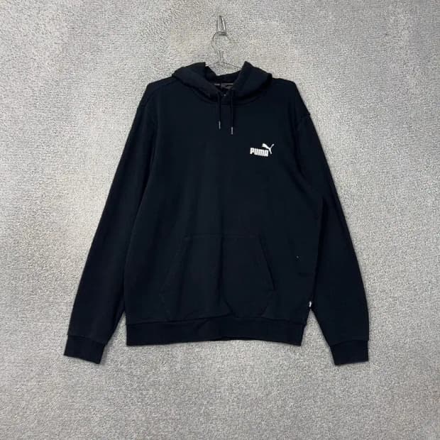 푸마 남성 로고 블랙 후드티 L