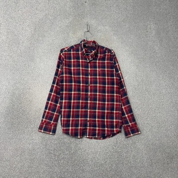 타미힐피거 캐주얼 체크 레드 셔츠 XS