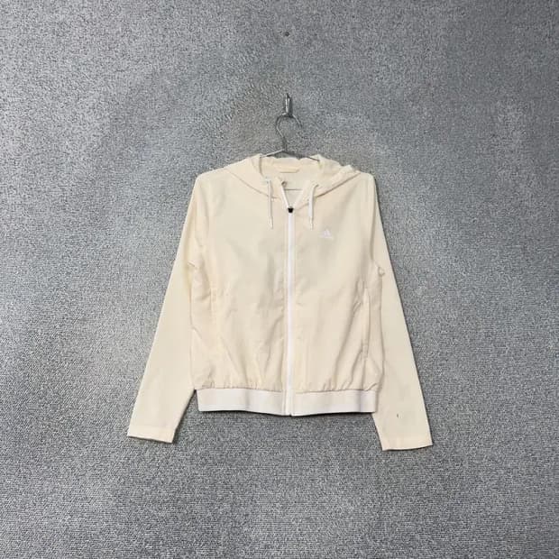 아디다스 로고 베이지 경량 바람막이 자켓 XS
