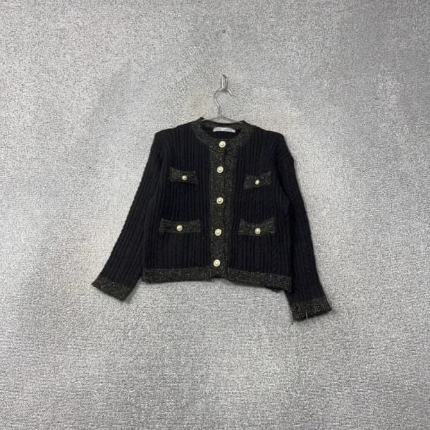 에잇세컨즈 여성 클래식 금장 트위드 아크릴 니트 가디건 F