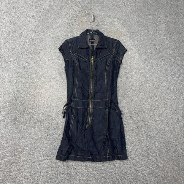 캘빈클라인 빈티지 진청 데님 집업 원피스 S