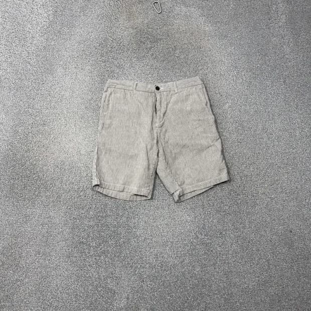 타미힐피거 스트라이프 라이트 그레이 린넨 반바지 32