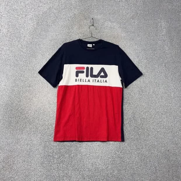 휠라 프린팅 로고 남성 반팔티 XS