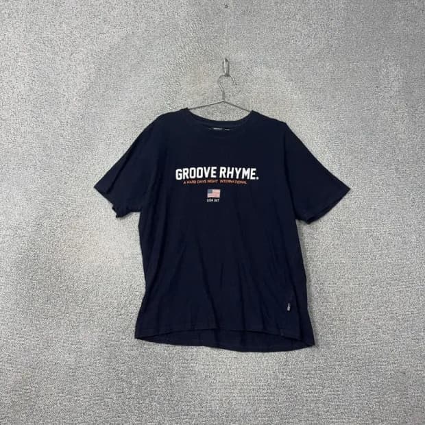 그루브라임 로고 프린팅 네이비 반팔티 XL