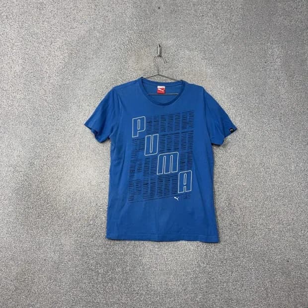 푸마 프린팅 블루 빈티지 반팔티 M