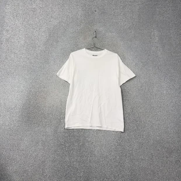 챔피온 베이직 로고 캐주얼 화이트 반팔 티 M