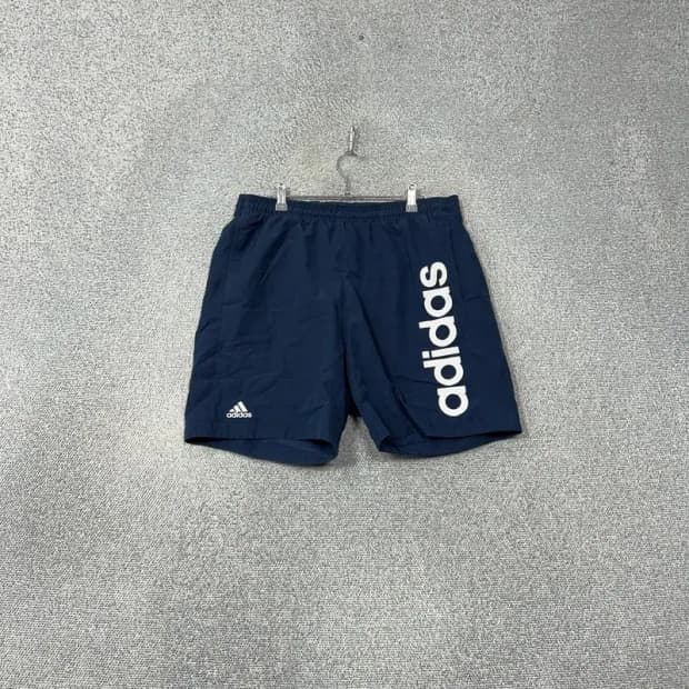 아디다스스펠로고 프린팅 네이비 반바지 2XL