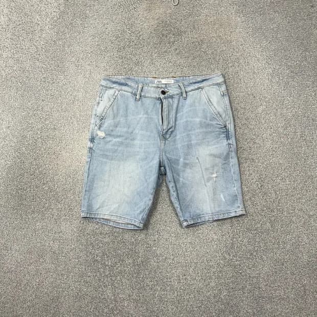 자라 연청 데님 반바지 34