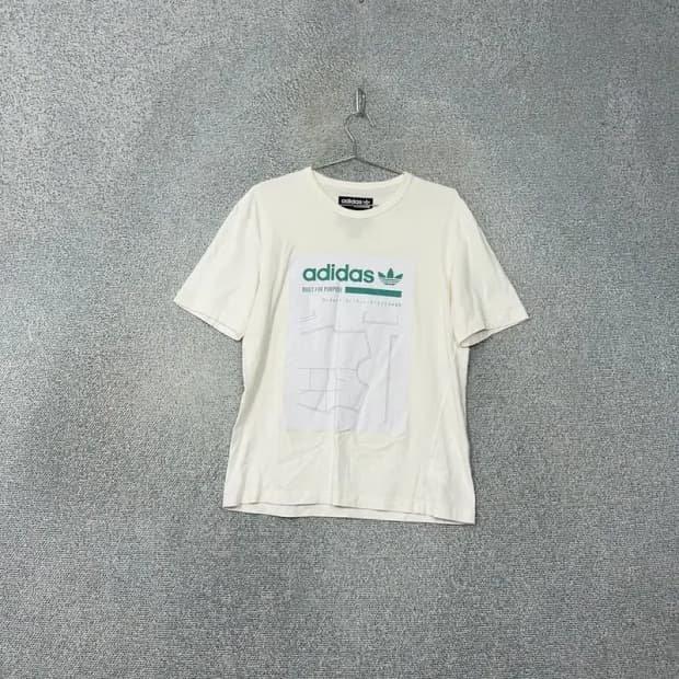 아디다스 박스로고 프린팅 화이트 반팔 티 S