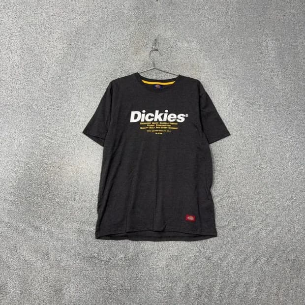 디키즈 로고 프린팅 차콜 캐주얼 반팔 티 XL